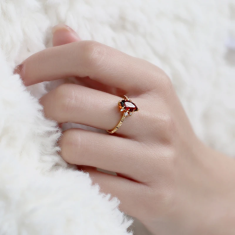 Gold Garnet Gemstone Ring alternate