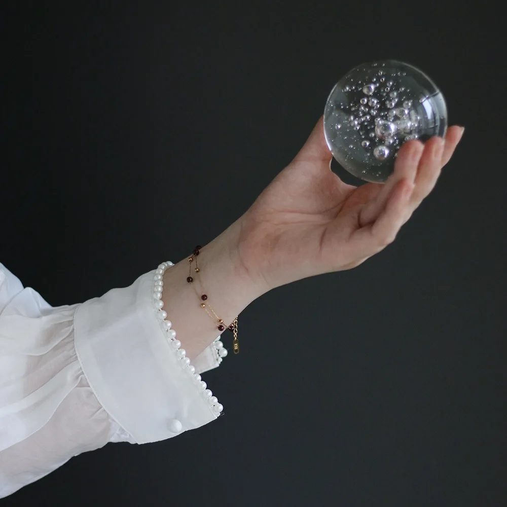 Gold Bead Garnet Gem Bracelet alternate